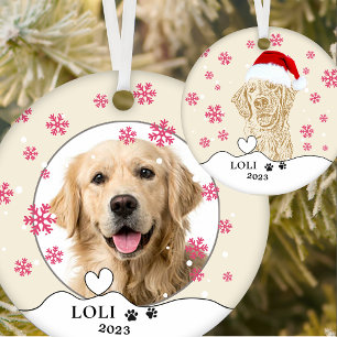 Golden Retriever Dog Personalised Hand Drawing Ceramic Tree Decoration