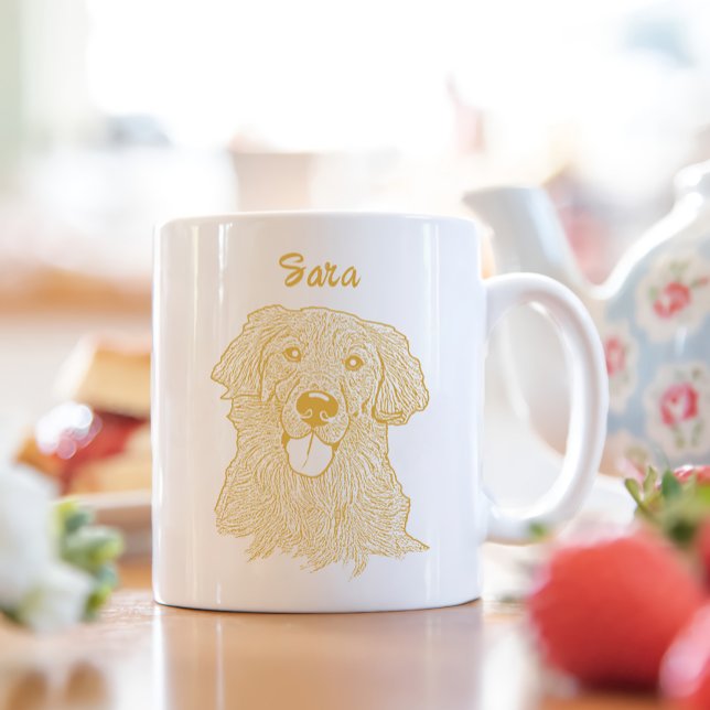 Golden Retriever Dog Personalised Hand Drawing Coffee Mug (Creator Uploaded)