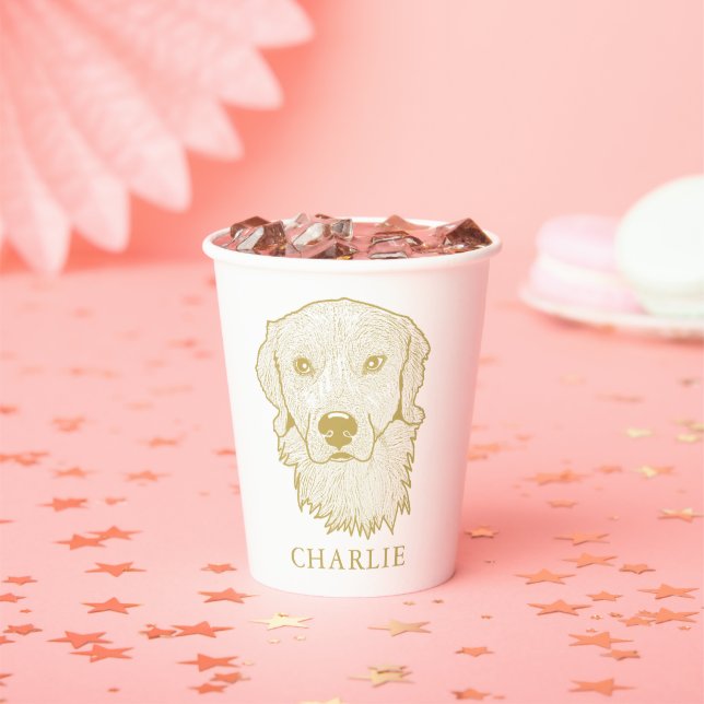 Golden Retriever Dog Personalised Hand Drawing Pap Paper Cups (Insitu)