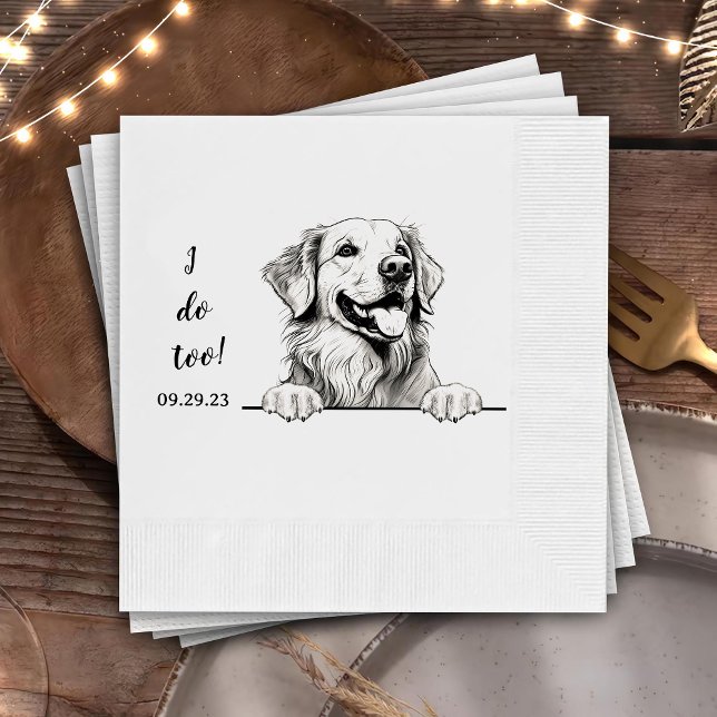 Golden Retriever Dog Personalised I Do Too Napkin (Creator Uploaded)