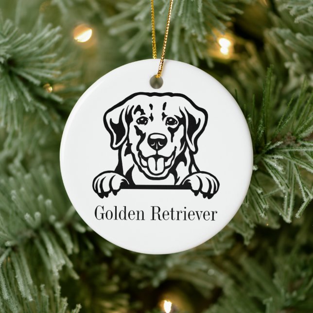 golden retriever dog personalised name ceramic tree decoration (Tree)