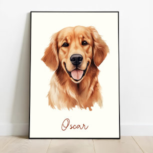 Golden Retriever Dog Personalised Pet Sketch Poster