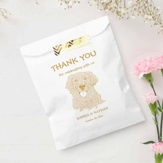 Golden Retriever Dog Personalised Thank You Favour Bags (Sealed)