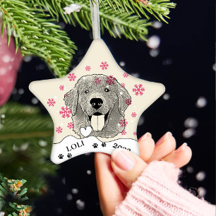 Golden Retriever Dog Personalized Hand Drawing Ceramic Tree Decoration