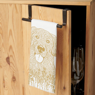 Golden Retriever Dog Personalized Hand Drawing Tea Towel