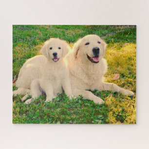 Golden Retriever Dog Pet Animal Mom or Dad & Pup Jigsaw Puzzle