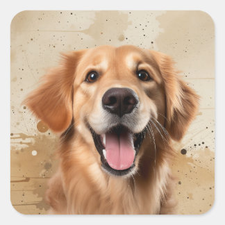 Golden Retriever Dog Pet Animal Square Sticker