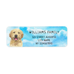 Golden Retriever Dog Pet Animal Watercolor Address