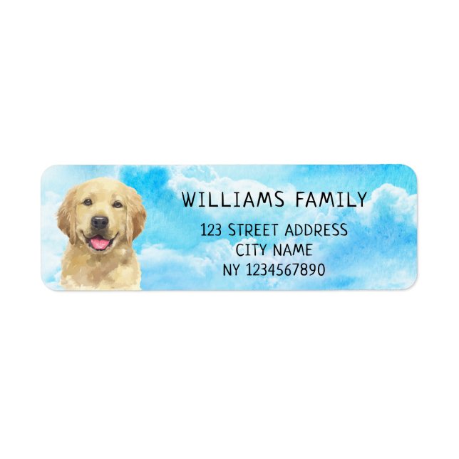Golden Retriever Dog Pet Animal Watercolor Address (Front)