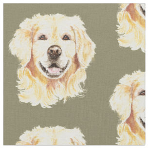 Golden Retriever Dog Pet Animal Watercolor Art Fabric