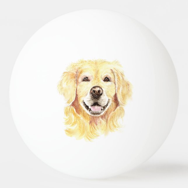 Golden Retriever Dog Pet Animal watercolor Ping Pong Ball (Front)