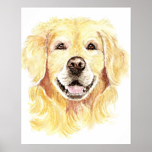 Golden Retriever Dog Pet Animal watercolor Poster (Front)