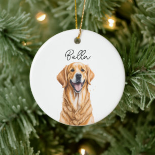 Golden Retriever Dog Pet Custom Holiday Christmas Ceramic Tree Decoration