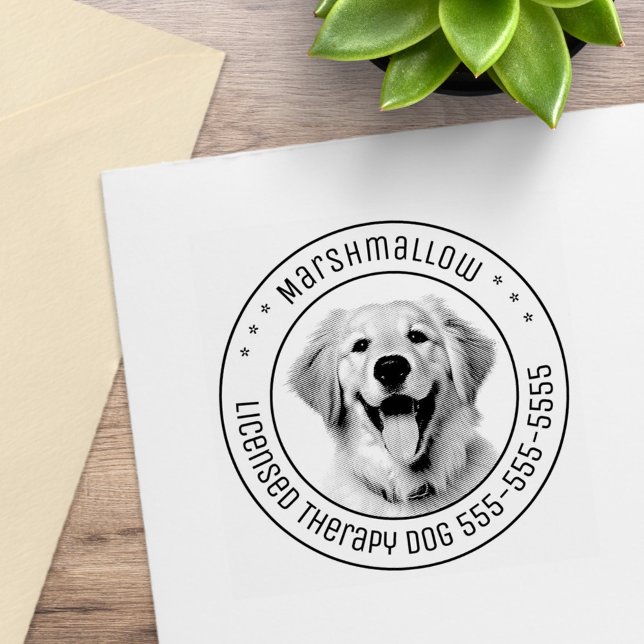 Golden Retriever Dog Pet Photo Round Rubber Stamp (Creator Uploaded)