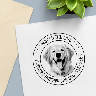 Golden Retriever Dog Pet Photo Round Self-inking Stamp