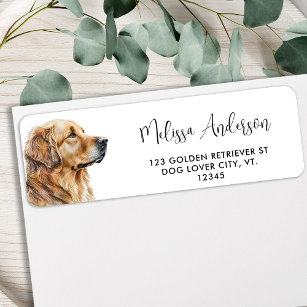 Golden Retriever Dog Pet Watercolor Return Address