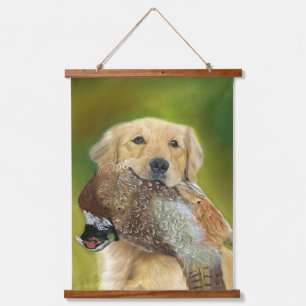 Golden retriever,dog, pheasant bird wall tapestry