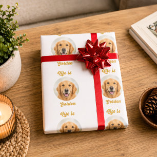 Golden Retriever dog photo Life is Golden Wrapping Paper