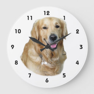 Golden Retriever dog photo portrait Large Clock