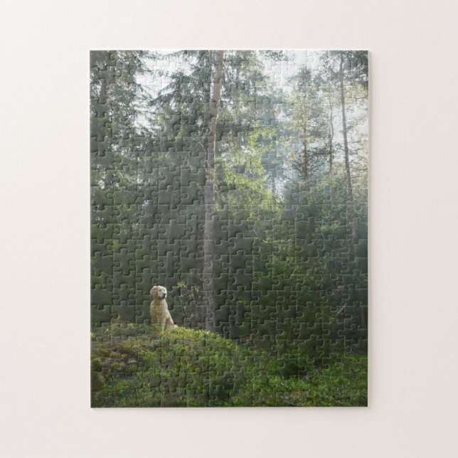 Golden Retriever Dog | Pine Woodland Jigsaw Puzzle (Vertical)
