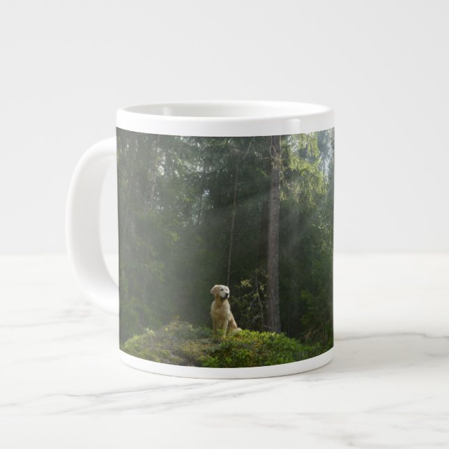 Golden Retriever Dog | Pine Woodland Large Coffee Mug (Front Left)