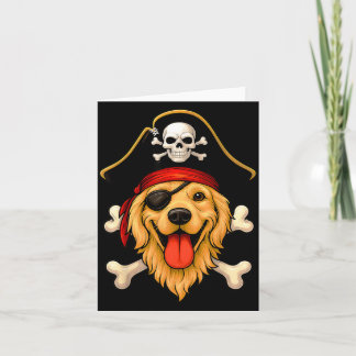 Golden Retriever Dog Pirate Jolly Roger Flag Card