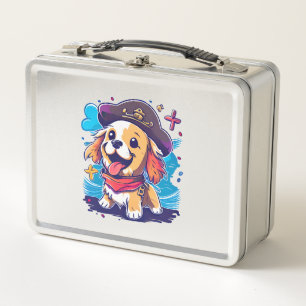 Golden Retriever Dog Pirate Metal Lunch Box