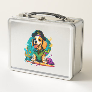 Golden Retriever Dog Pirate   Metal Lunch Box