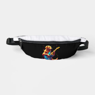 Golden Retriever dog Playing Electric Guitar Rock Bum Bags