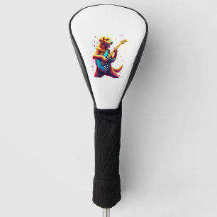 Golden Retriever dog Playing Electric Guitar Rock Golf Head Cover