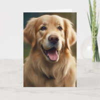 Golden Retriever Dog Portrait Blank Greeting