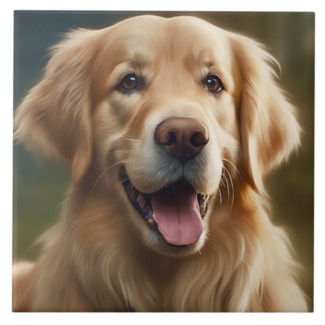 Golden Retriever Dog Portrait Pose Paper Tile (Front)