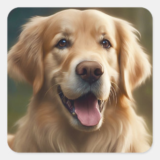 Golden Retriever Dog Portrait  Square Sticker