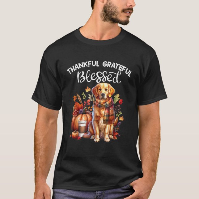 Golden Retriever Dog pumpkin spice Happy Fall Yall T-Shirt (Front)