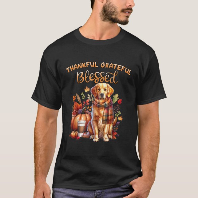 Golden Retriever Dog pumpkin spice Happy Fall Yall T-Shirt (Front)