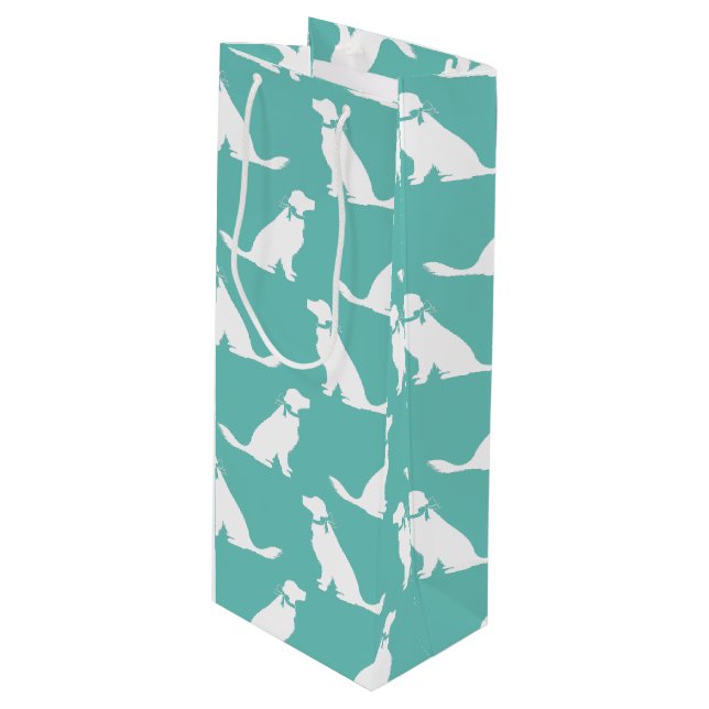 Golden Retriever Dog Puppy Wine Gift Bag (Front Angled)