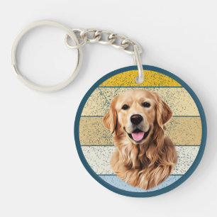 Golden Retriever Dog Retro Background Keychain