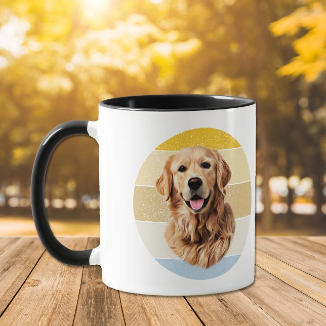 Golden Retriever Dog Retro Sunset Mug (Creator Uploaded)