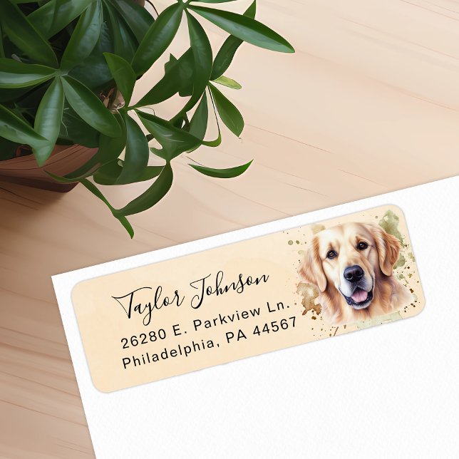 Golden Retriever Dog Return Address (Creator Uploaded)