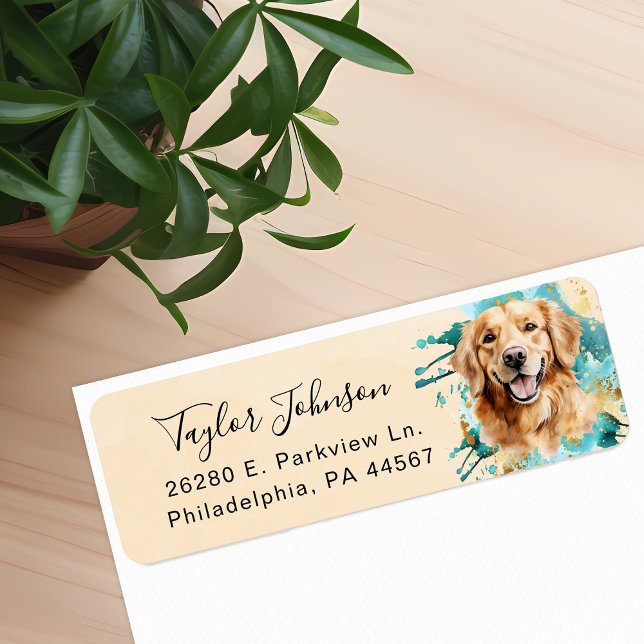 Golden Retriever Dog Return Address (Creator Uploaded)