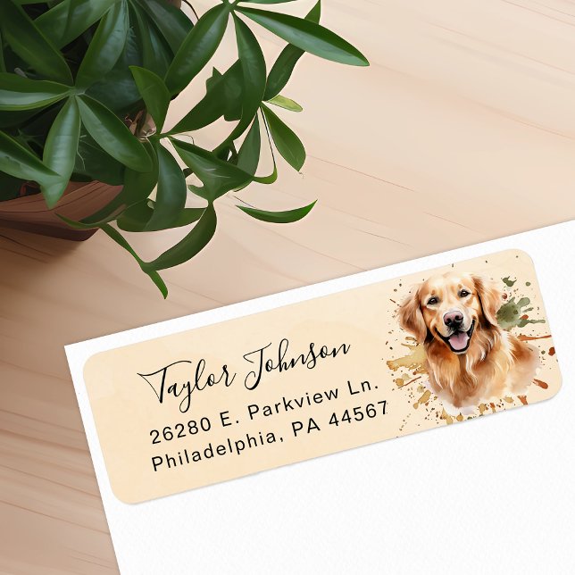Golden Retriever Dog Return Address (Creator Uploaded)
