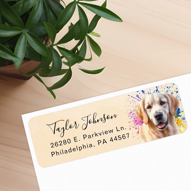 Golden Retriever Dog Return Address (Creator Uploaded)