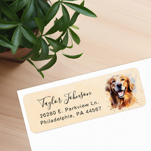 Golden Retriever Dog Return Address Label