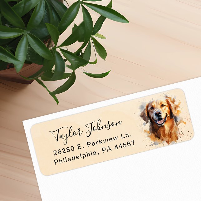 Golden Retriever Dog Return Address Label (Creator Uploaded)