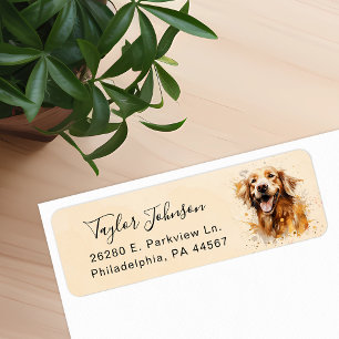 Golden Retriever Dog Return Address Label