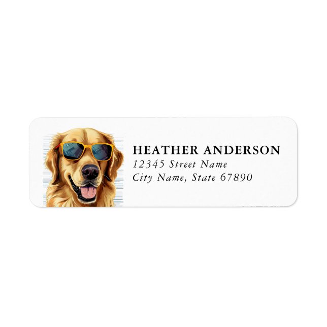 Golden Retriever Dog Return Address Labels (Front)
