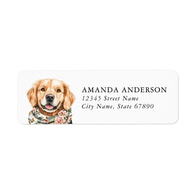 Golden Retriever Dog Return Address Labels (Front)