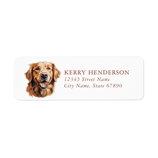 Golden Retriever Dog Return Address Labels (Front)