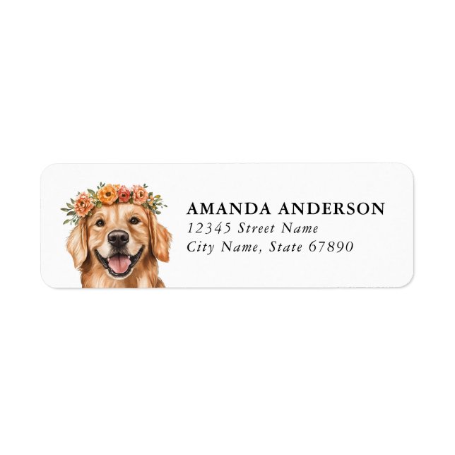 Golden Retriever Dog Return Address Labels (Front)