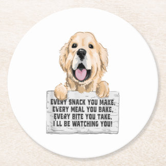 Golden Retriever Dog Round Paper Coaster